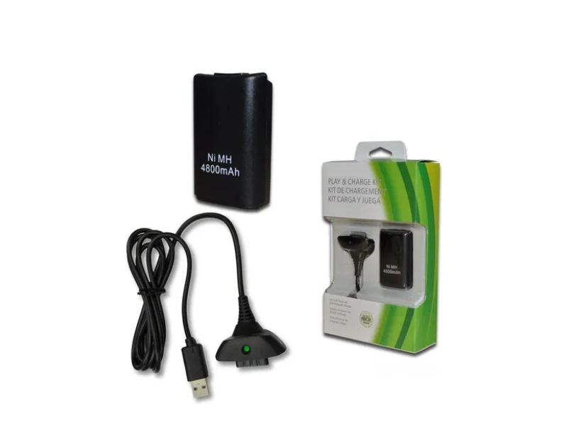 Kit Carga y Juega Bateria Pila Xbox 360 De Cargador Control