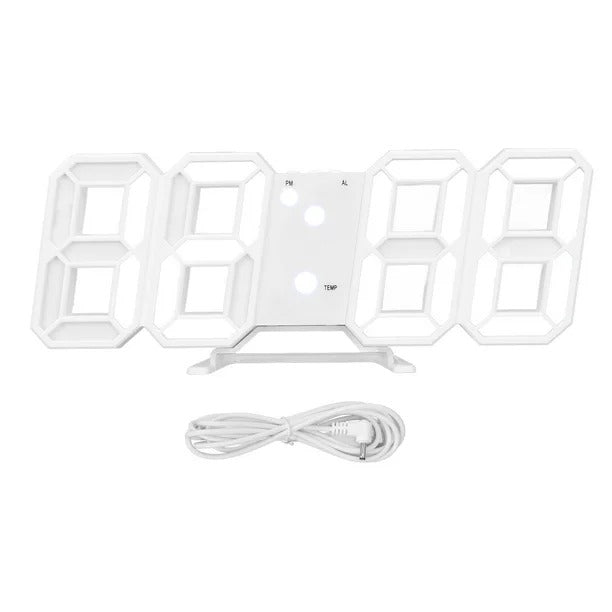Reloj despertador Electrónico Led Digital 3D Blanco